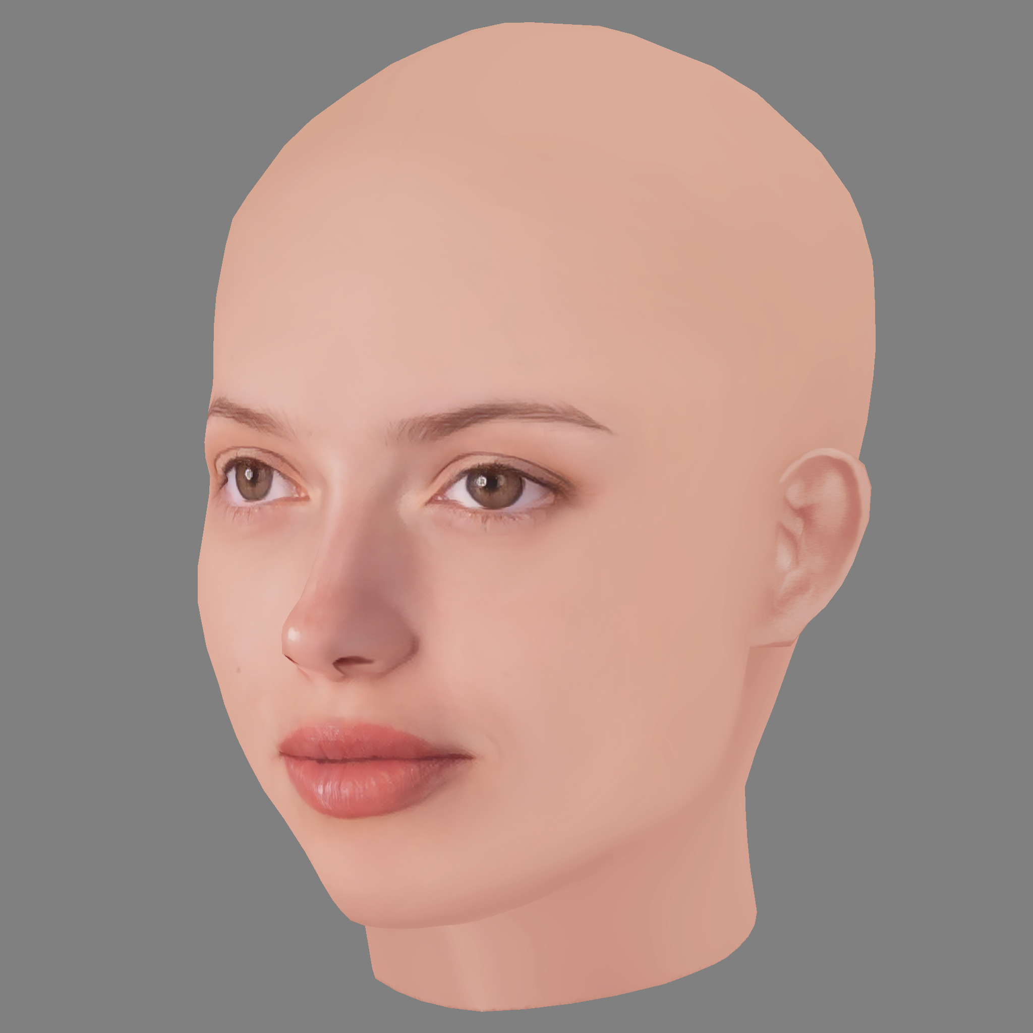 Agatha Moreira Head - No Hair - Low poly head for game Low-poly 3D model_2
