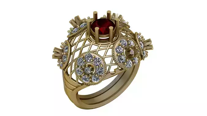 GOLDEN PRECIOUS RING 3D PRINTABLE MODEL 3D print model