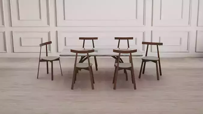 Modern Sintered Marble Stone and Ash Wood  Board Table