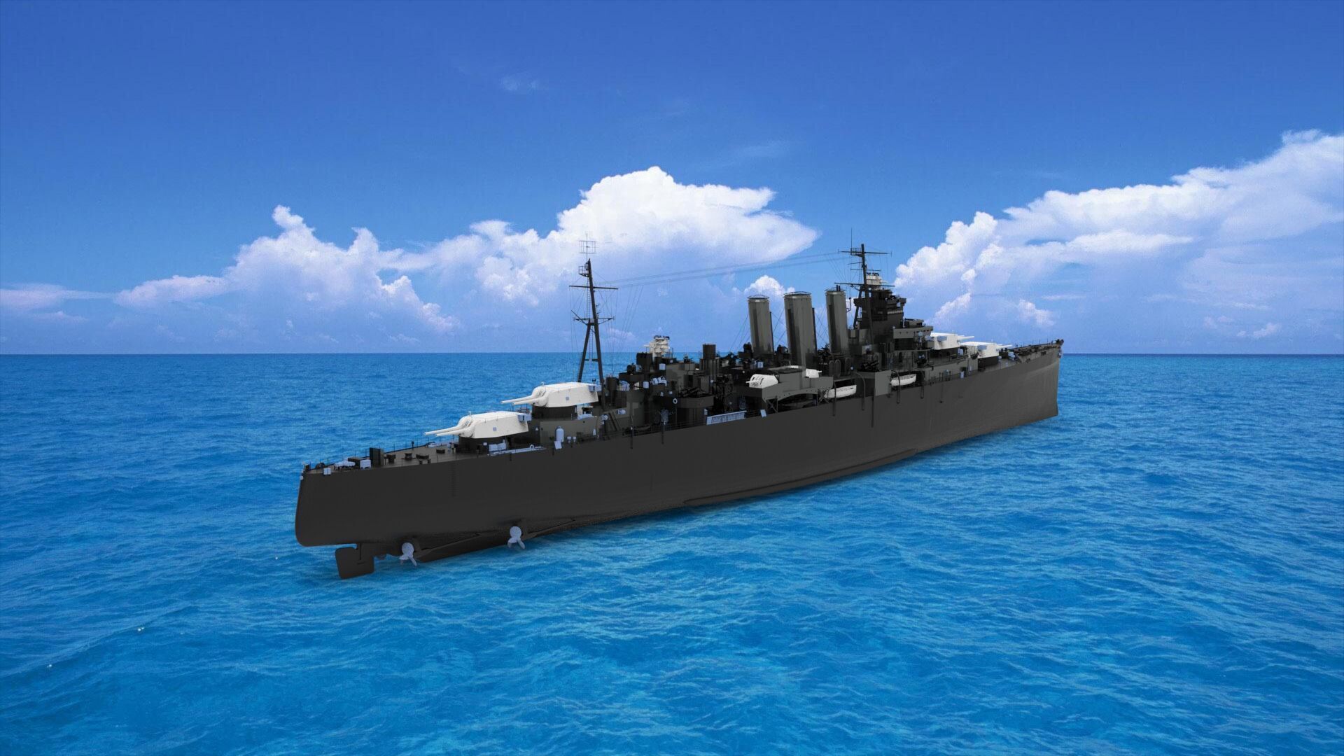 HMS Devonshire County-class heavy cruiser 3D model_1