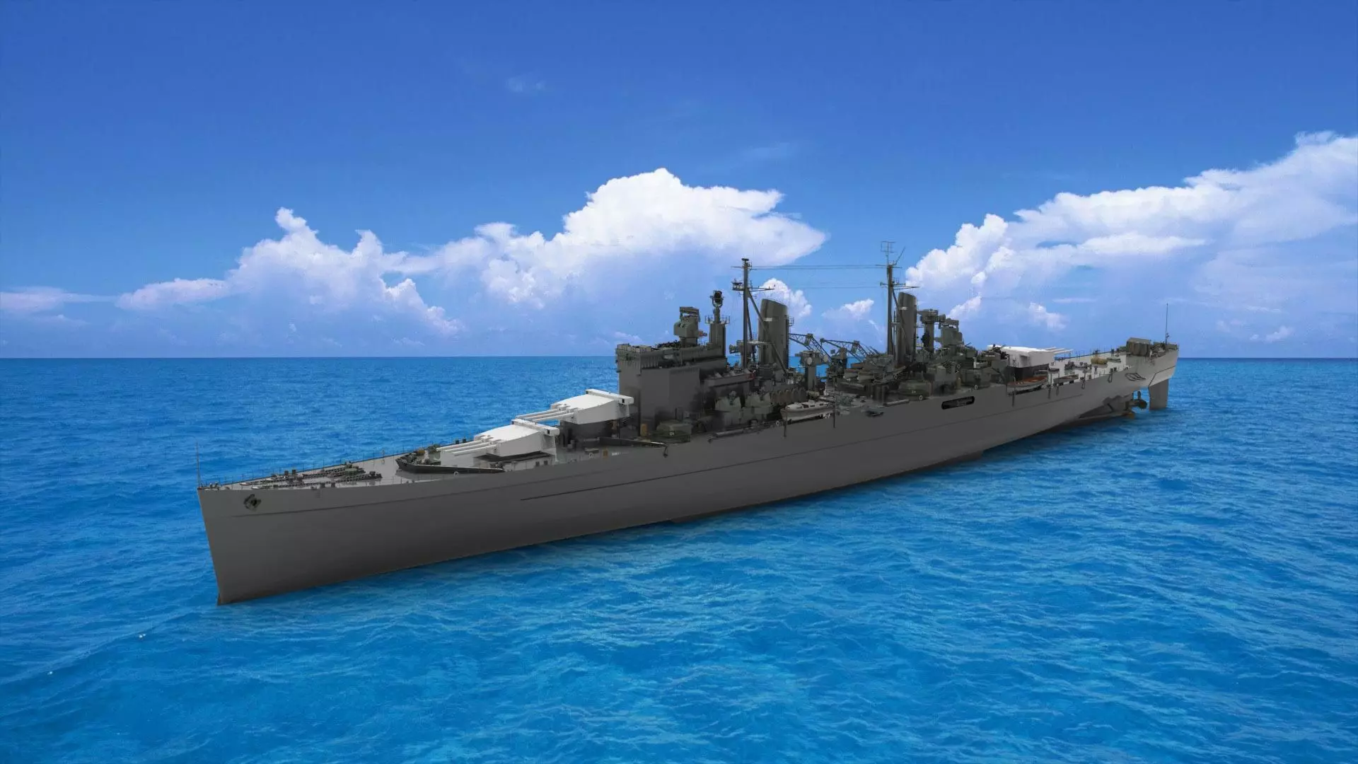 british heavy cruiser 3D model_0