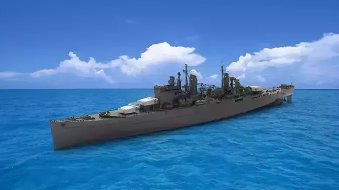 british heavy cruiser 3D model