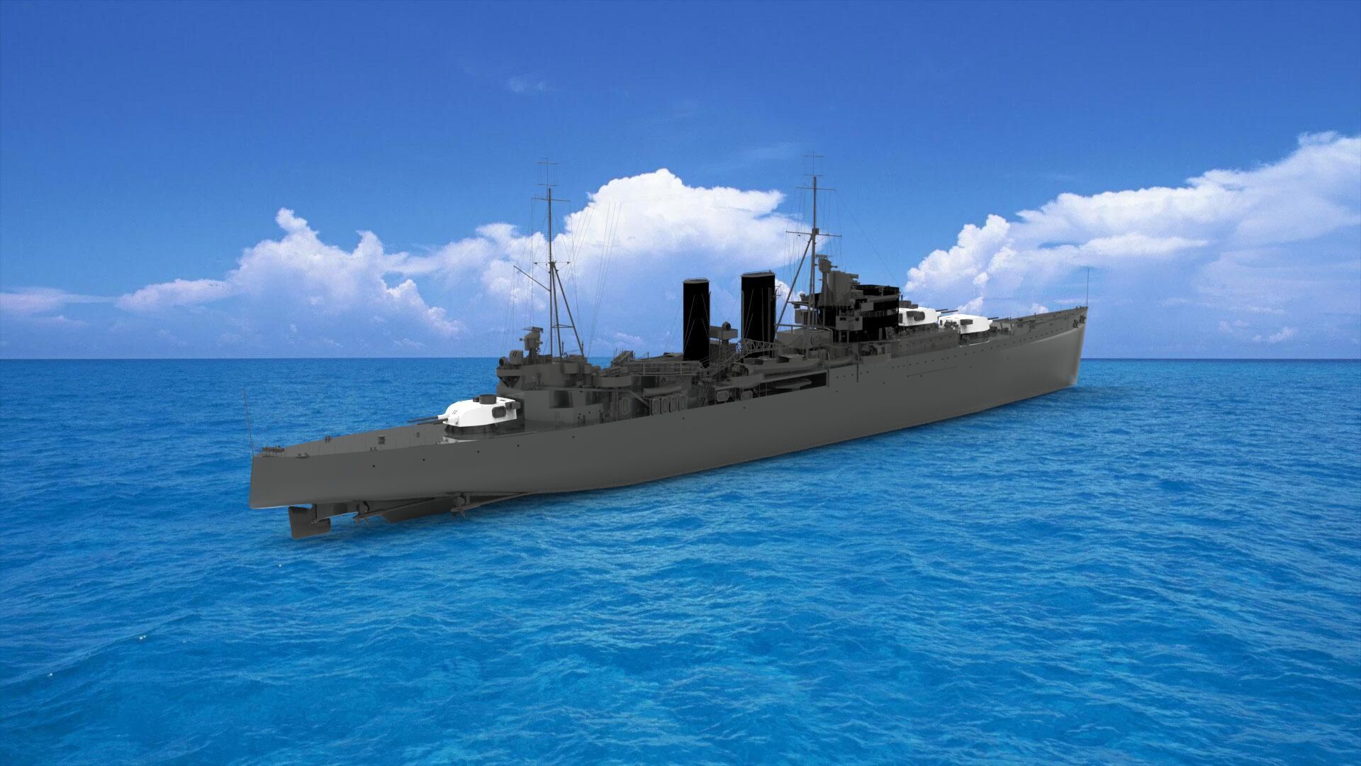 HMS Exeter York-class heavy cruiser 3D model_1
