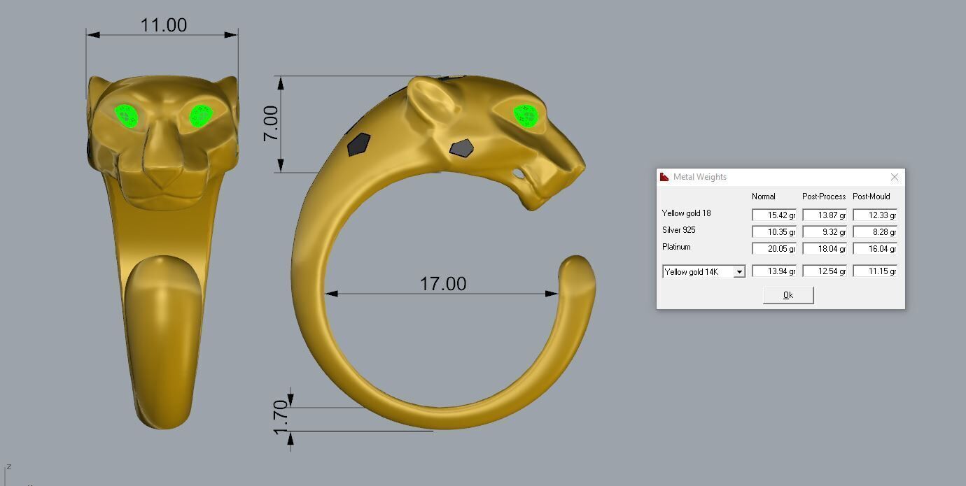 Panthere RIng Gold  3D print model_2