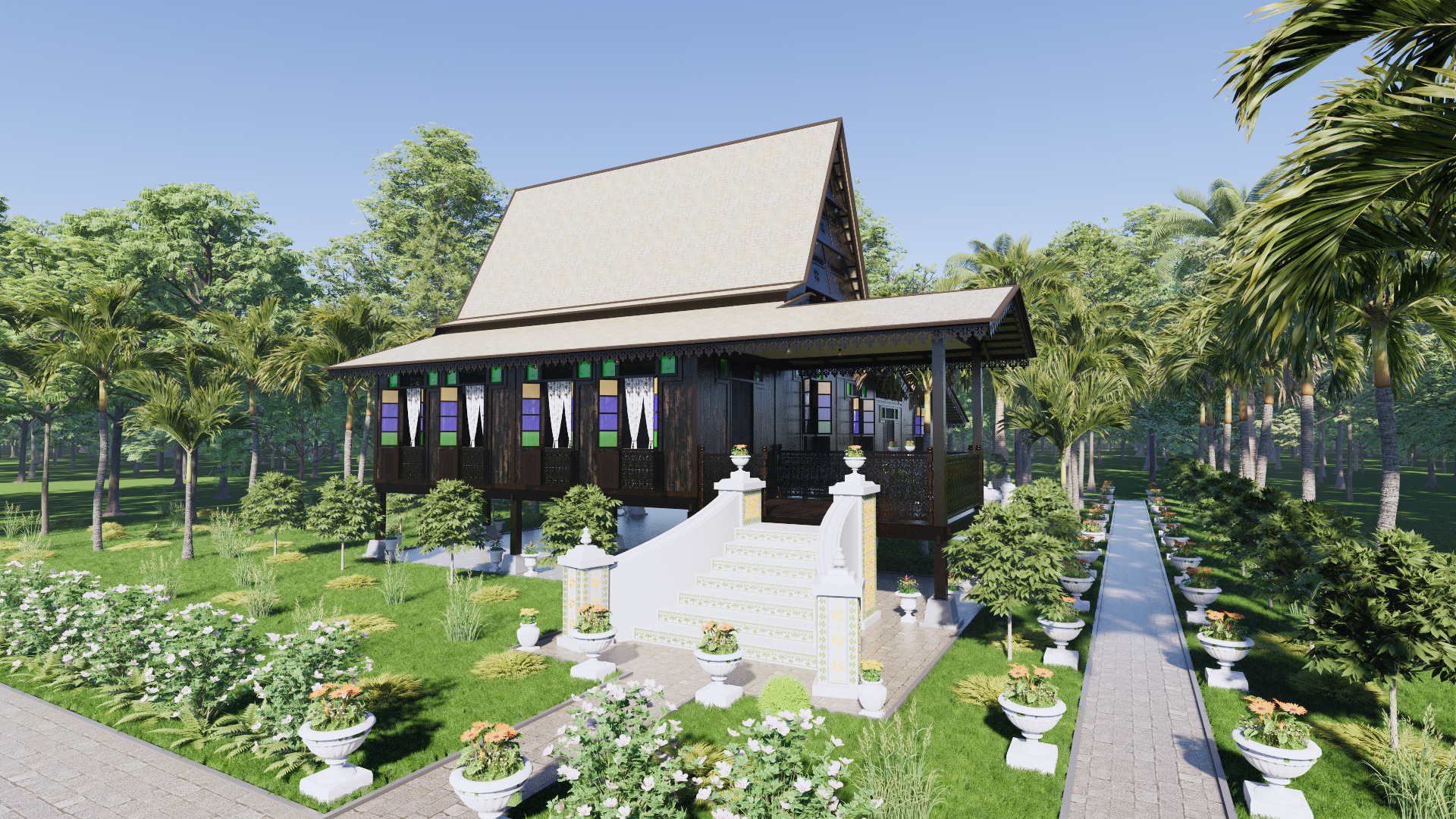 Malacca Traditional House of Malaysia 3D model_1