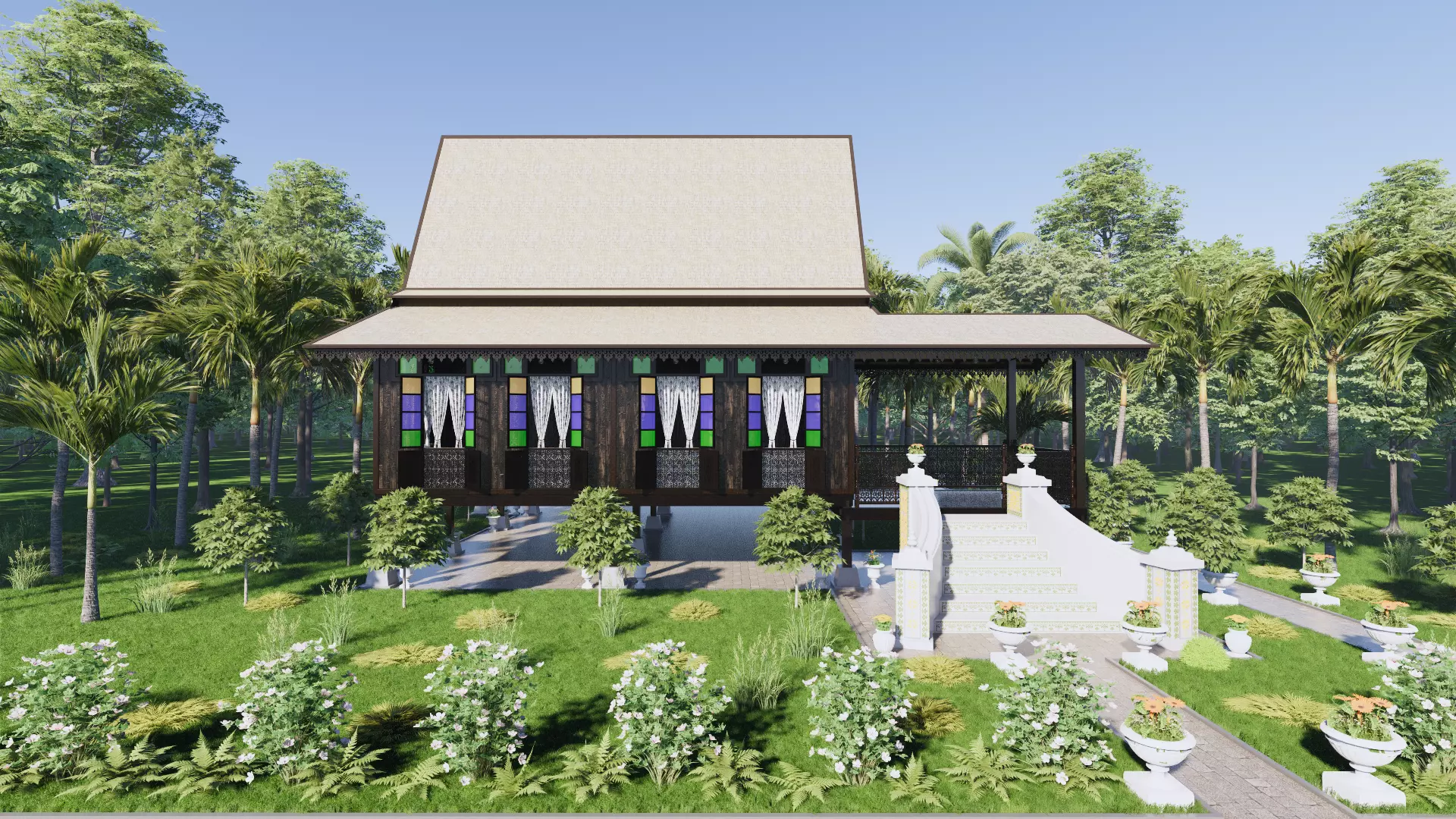 Malacca Traditional House of Malaysia 3D model_0