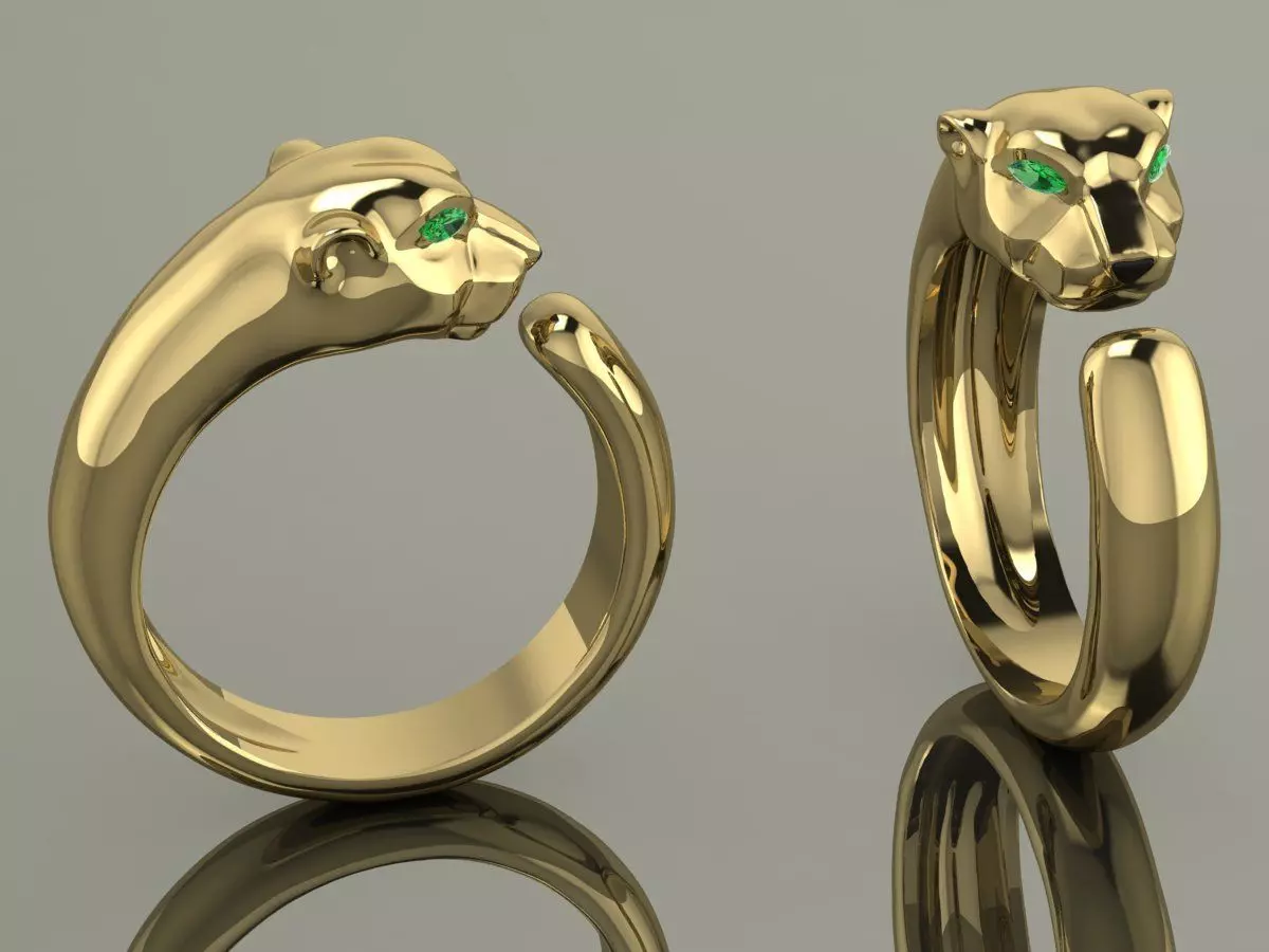 Panthere Ring Gold Mesh 3D print model
