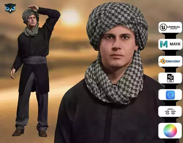 Arab Assassin 3D Character Rigged Game Ready