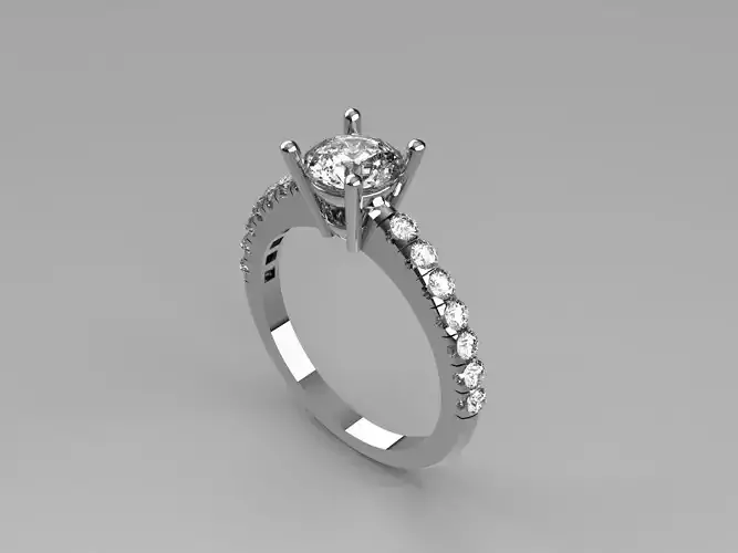 Engagement Ring with round stone and side-stones