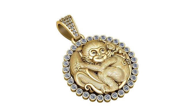 MONKEY ANIMAL COIN PENDANT 3D PRINTABLE MODEL 3D print model