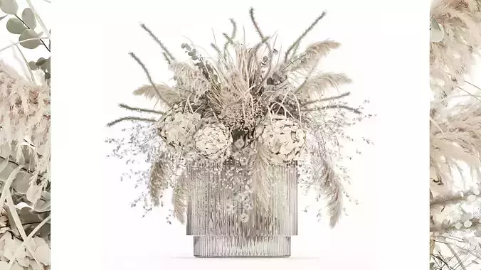 Bouquet  Dried Flowers Pampas Hydrangea Palm Leaf 488 3D model