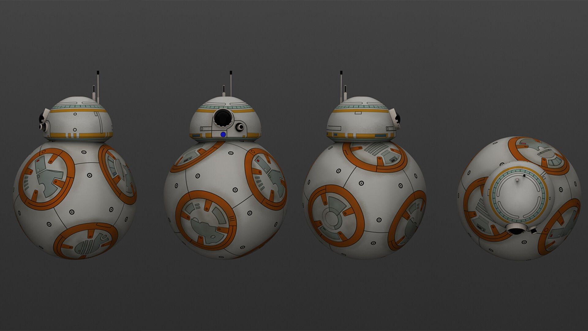 BB-8 Droid 3D Model Textured and Rigged 3D model_5