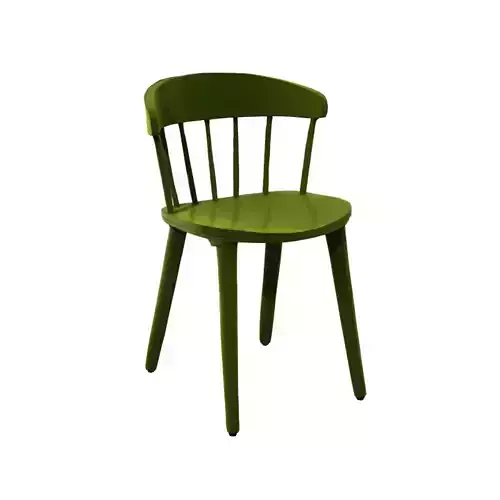 Modern Green Round Spindle Back Dining Chair Low-poly 3D model