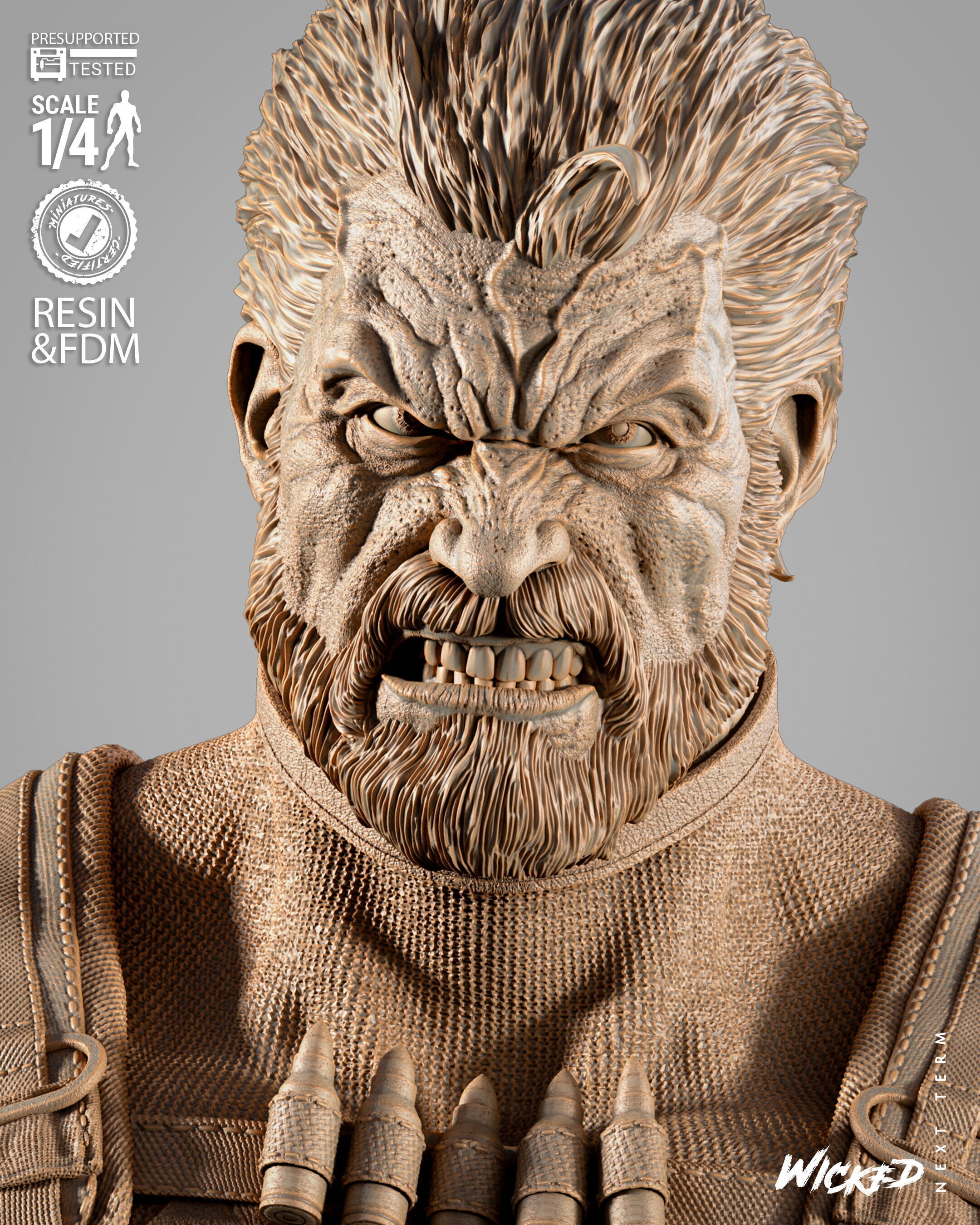 Wicked Marvel Punisher Portrait Bust 3D print model_16