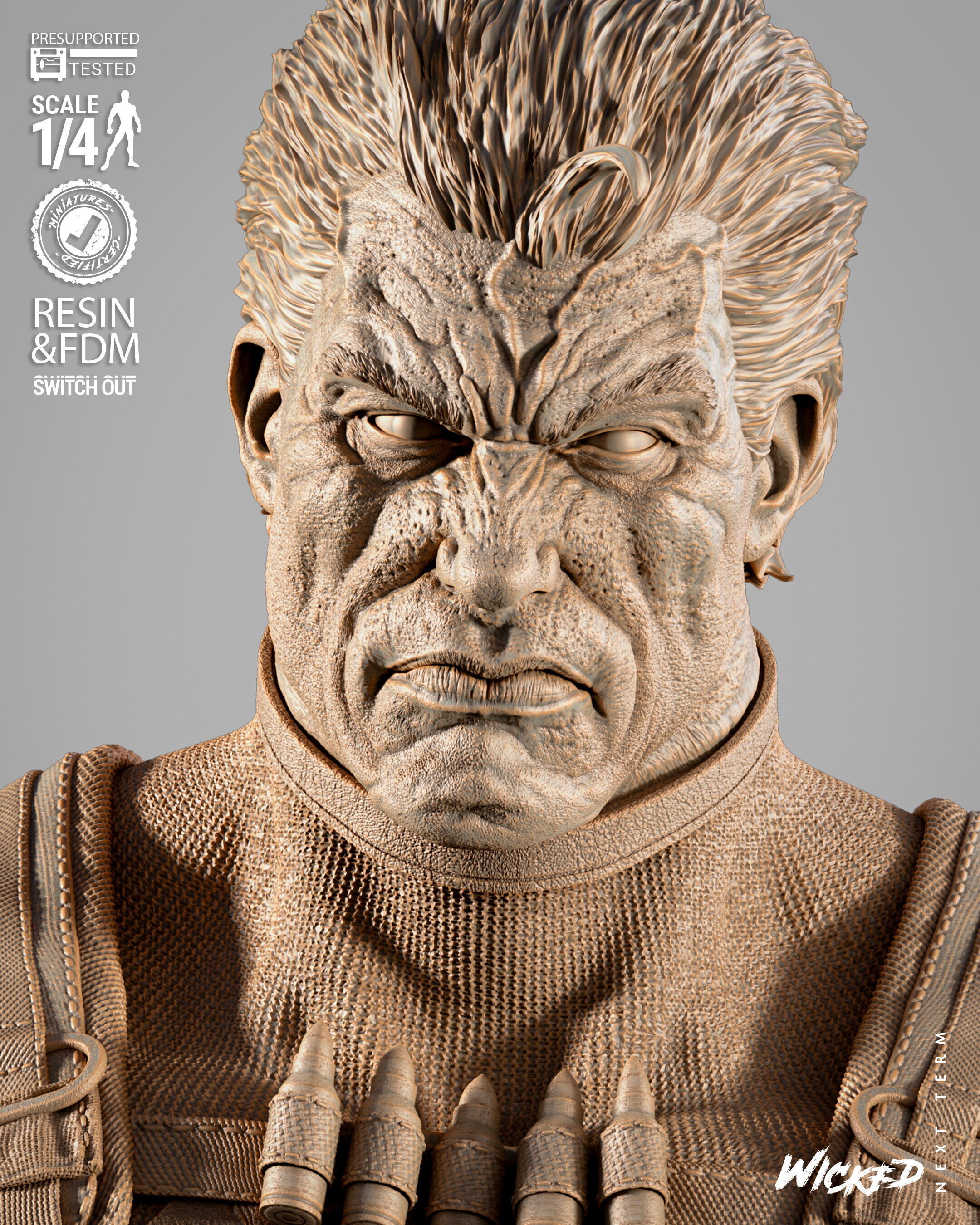 Wicked Marvel Punisher Portrait Bust 3D print model_26