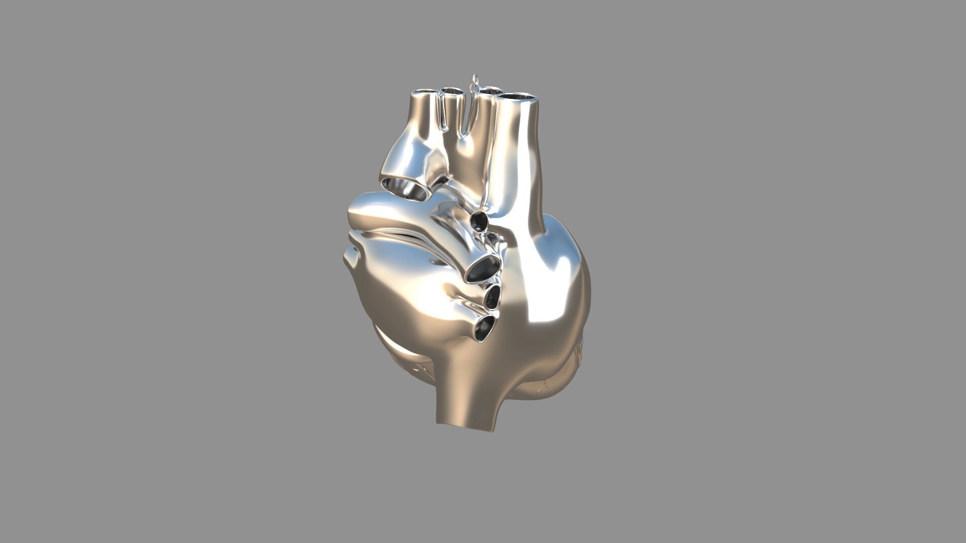 human heart pendent silver 3D model_4