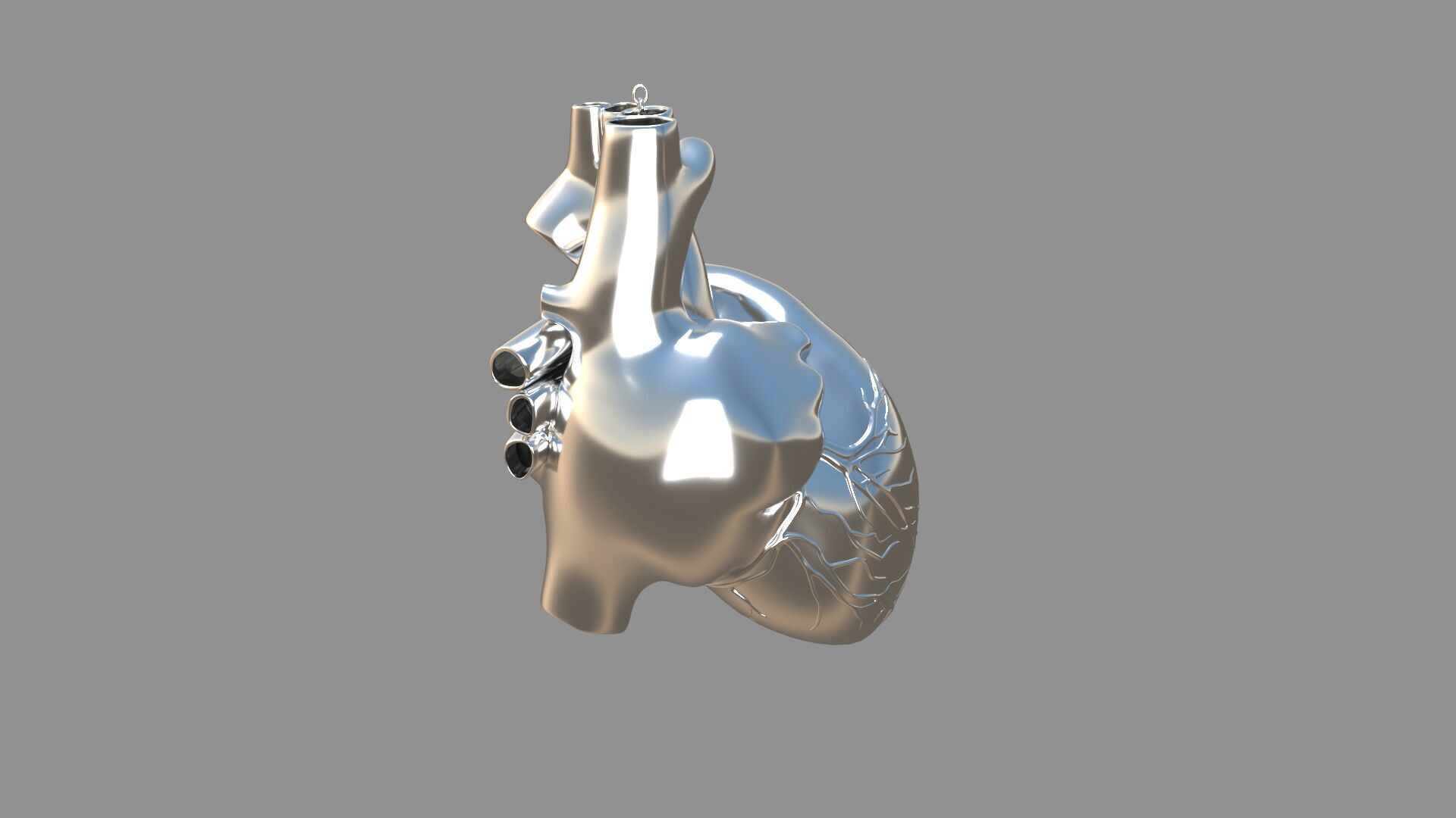 human heart pendent silver 3D model_5