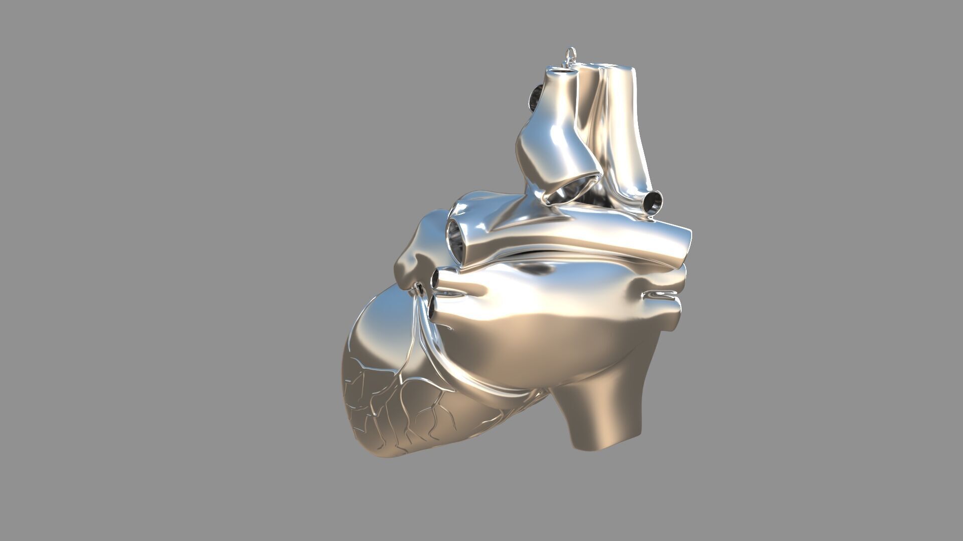 human heart pendent silver 3D model_3