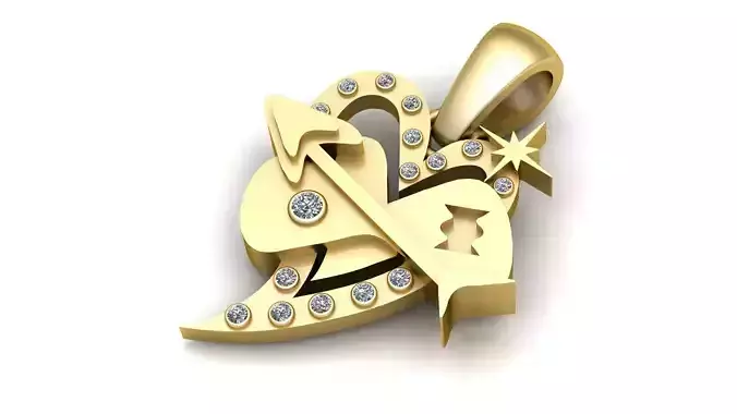 BROKEN HEART ARROW DESIGN PENDANT 3D PRINTABLE MODEL