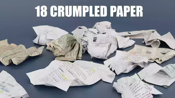 18 Low-poly Crumpled paper Pack  3D model