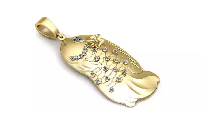 GOLDEN FISH PENDANT 3D PRINTABLE MODEL 3D print model