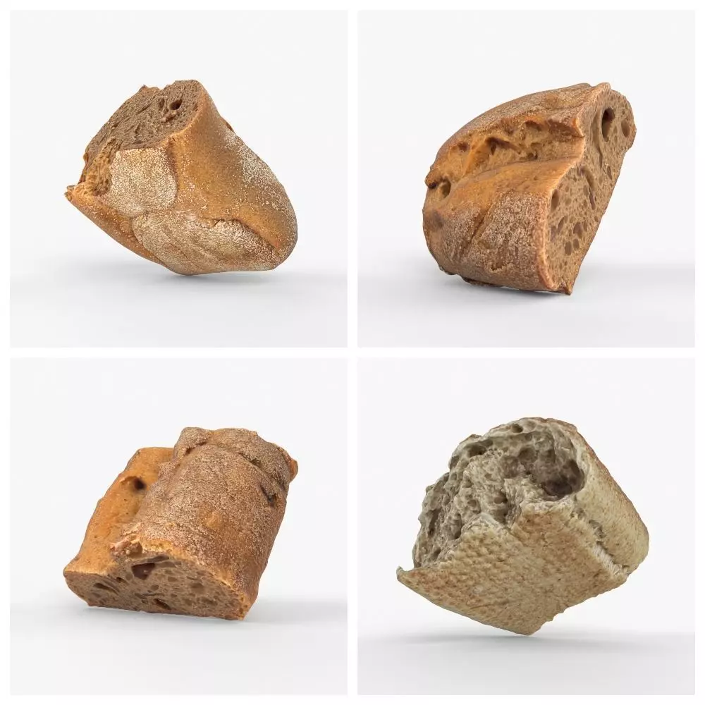 Photorealistic 3D scanning of different pieces of bread 3D Model Collection_0