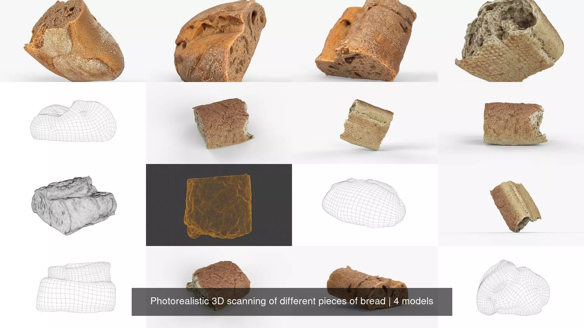 Photorealistic 3D scanning of different pieces of bread 3D Model Collection_1