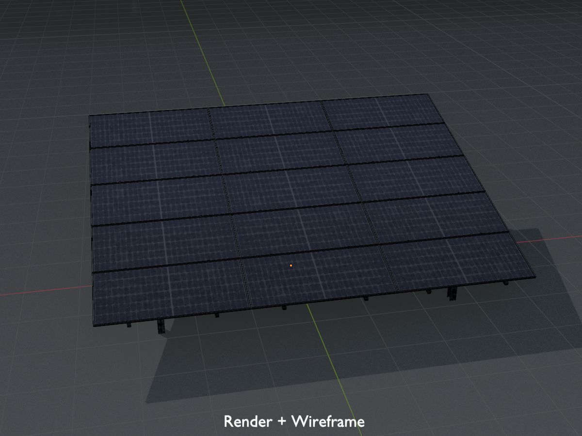 Solar module version 2 width 7260mm tilt angle 15 degrees Low-poly 3D model_8