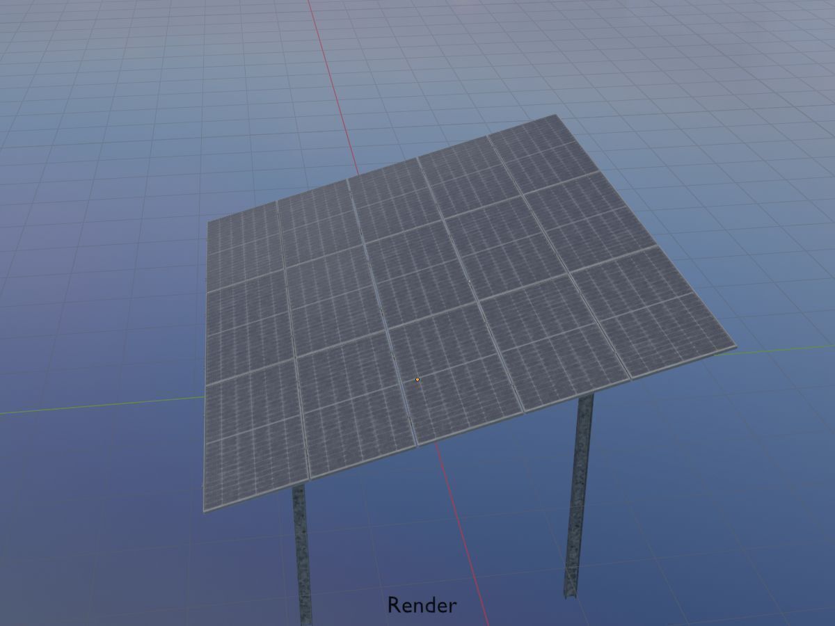 Solar module version 2 width 7260mm tilt angle 15 degrees Low-poly 3D model_18