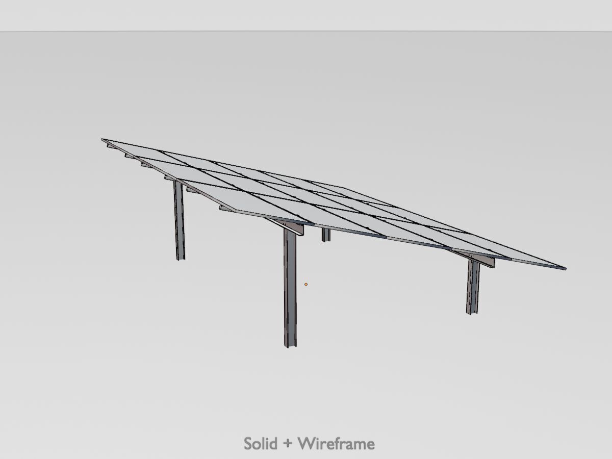 Solar module version 2 width 7260mm tilt angle 15 degrees Low-poly 3D model_11