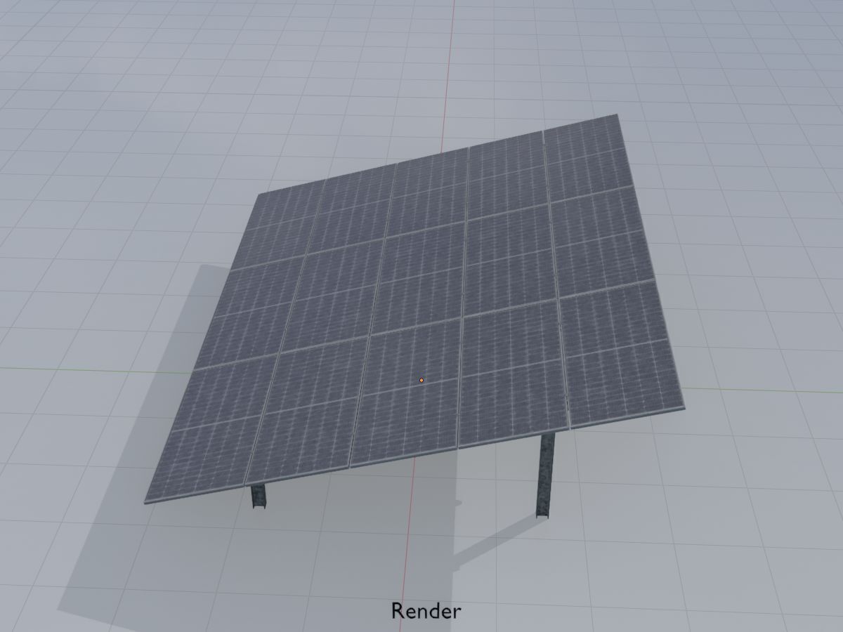 Solar module version 2 width 7260mm tilt angle 15 degrees Low-poly 3D model_14