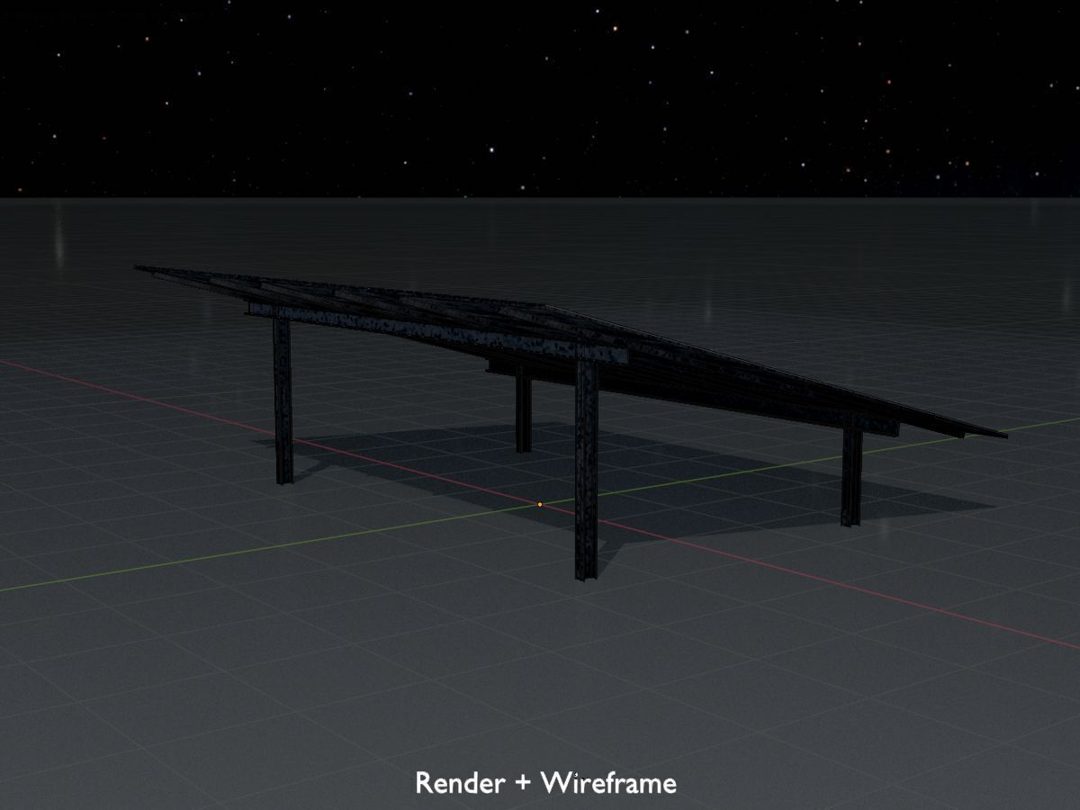 Solar module version 2 width 7260mm tilt angle 15 degrees Low-poly 3D model_7