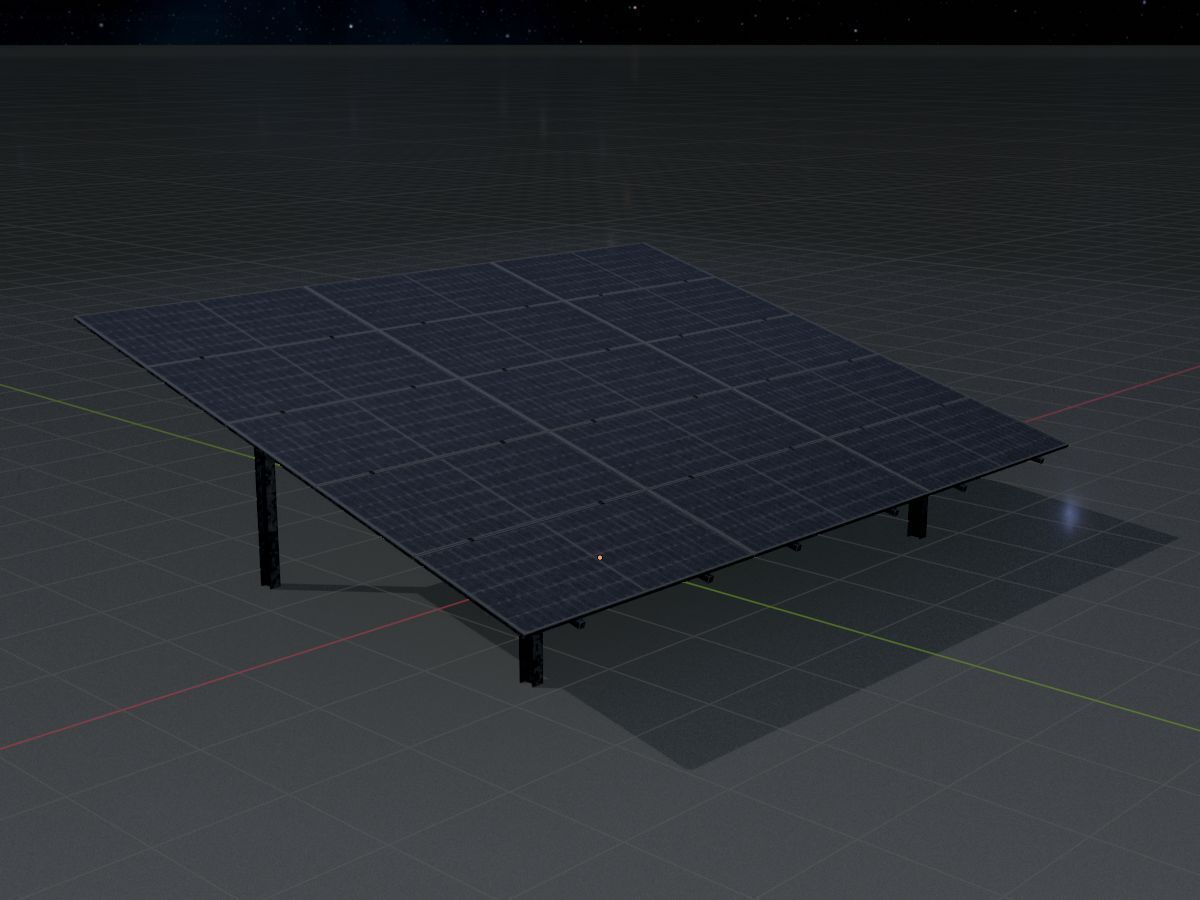 Solar module version 2 width 7260mm tilt angle 15 degrees Low-poly 3D model_4