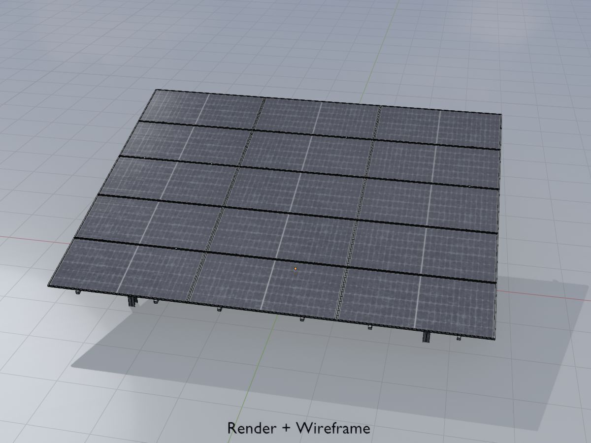 Solar module version 2 width 7260mm tilt angle 15 degrees Low-poly 3D model_5