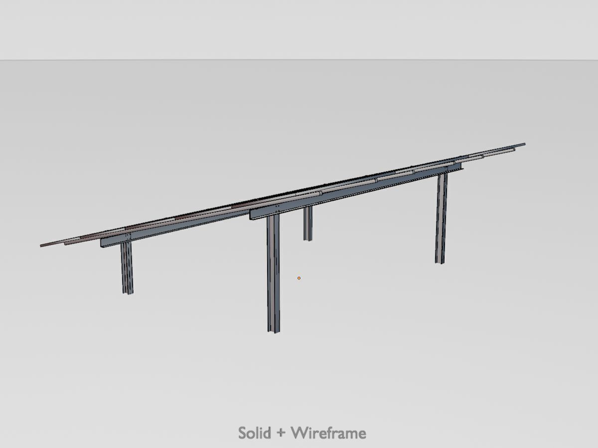 Solar module version 2 width 7260mm tilt angle 15 degrees Low-poly 3D model_10
