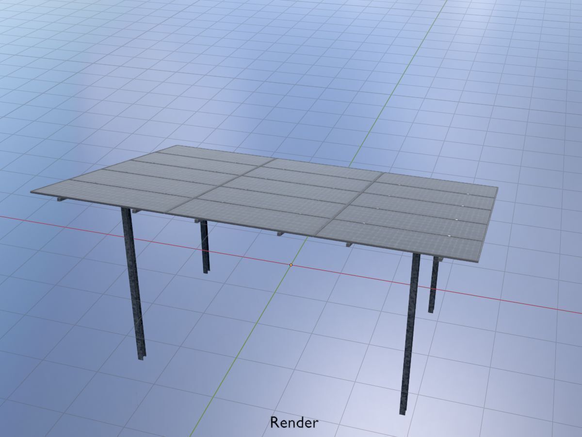 Solar module version 2 width 7260mm tilt angle 15 degrees Low-poly 3D model_19