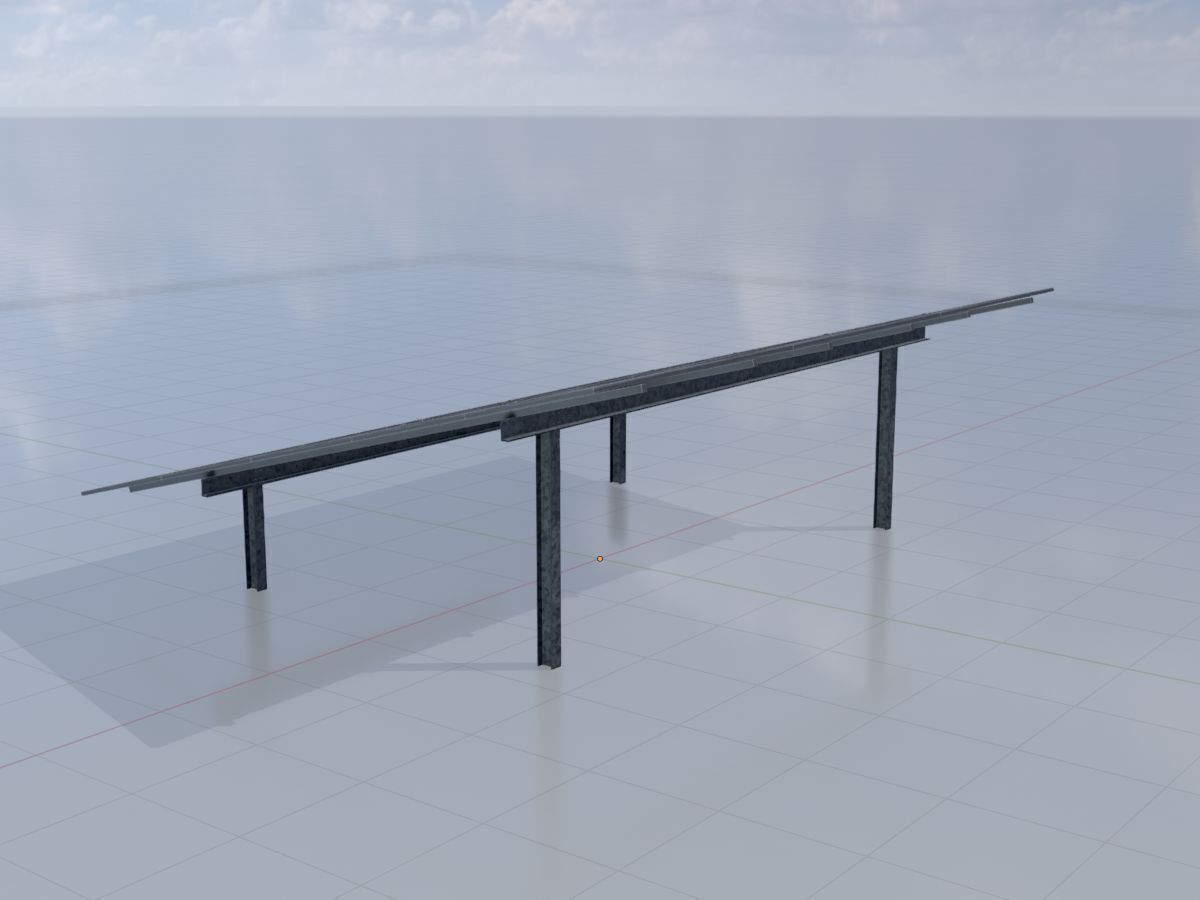 Solar module version 2 width 7260mm tilt angle 15 degrees Low-poly 3D model_2