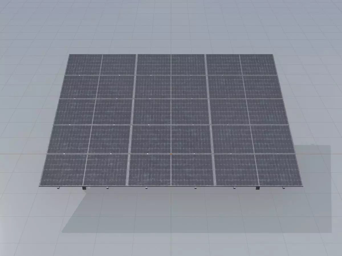 Solar module version 2 width 7260mm tilt angle 15 degrees Low-poly 3D model_0