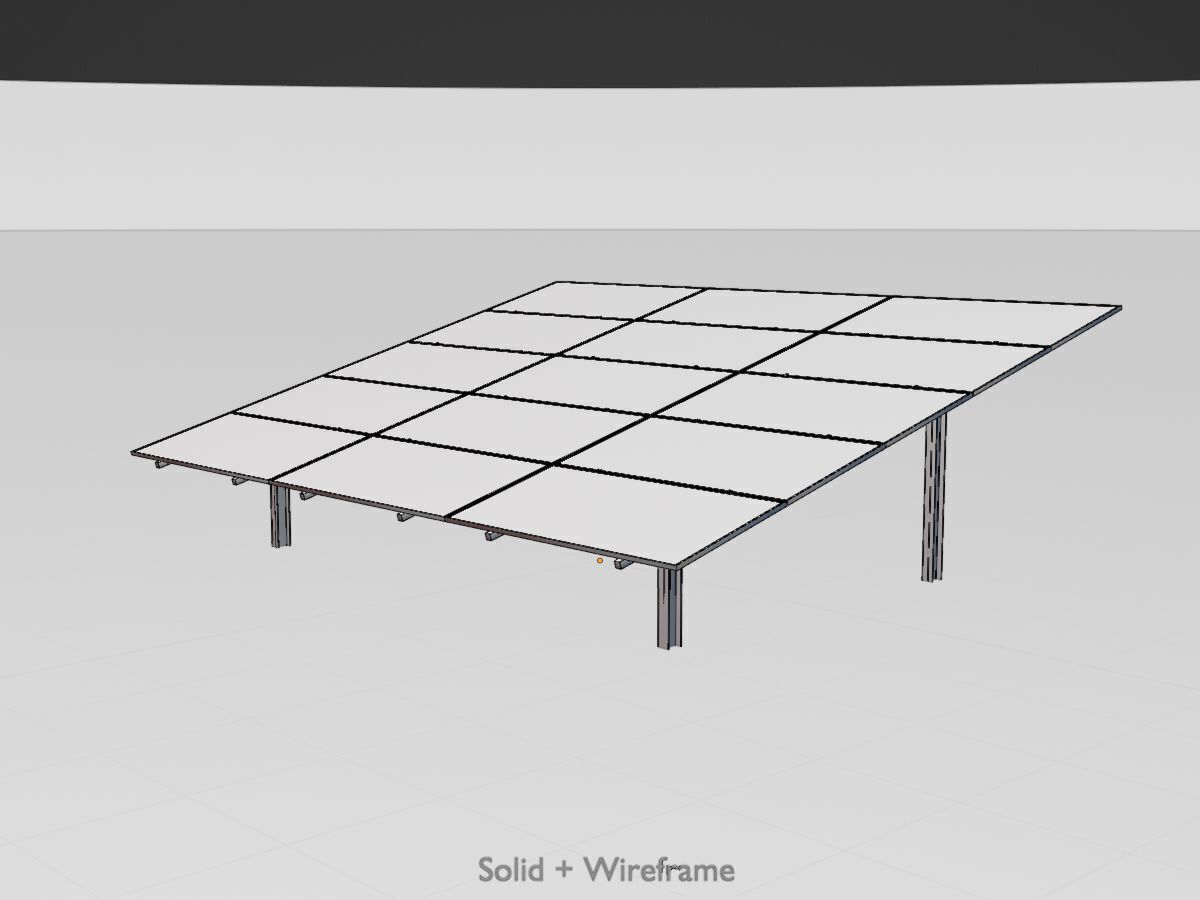 Solar module version 2 width 7260mm tilt angle 15 degrees Low-poly 3D model_9