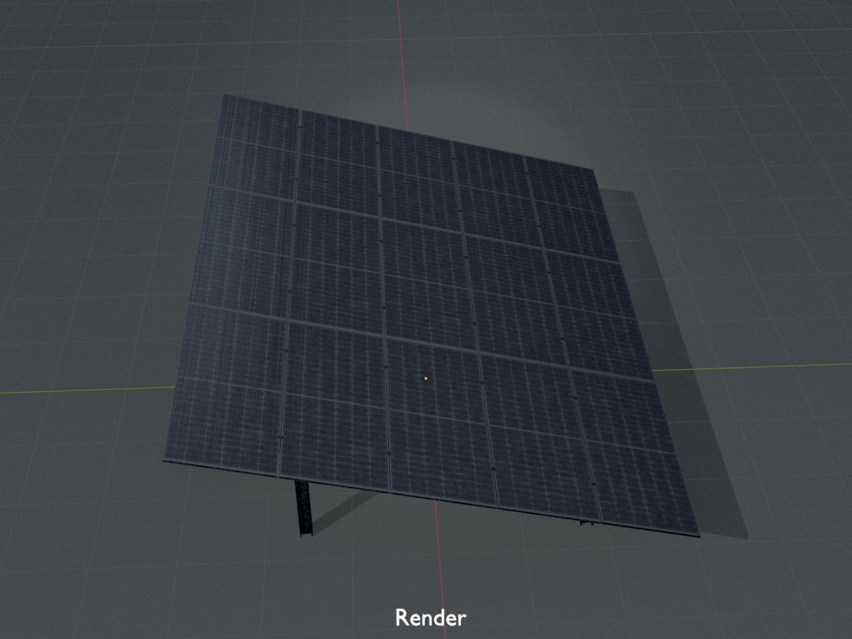 Solar module version 2 width 7260mm tilt angle 15 degrees Low-poly 3D model_16