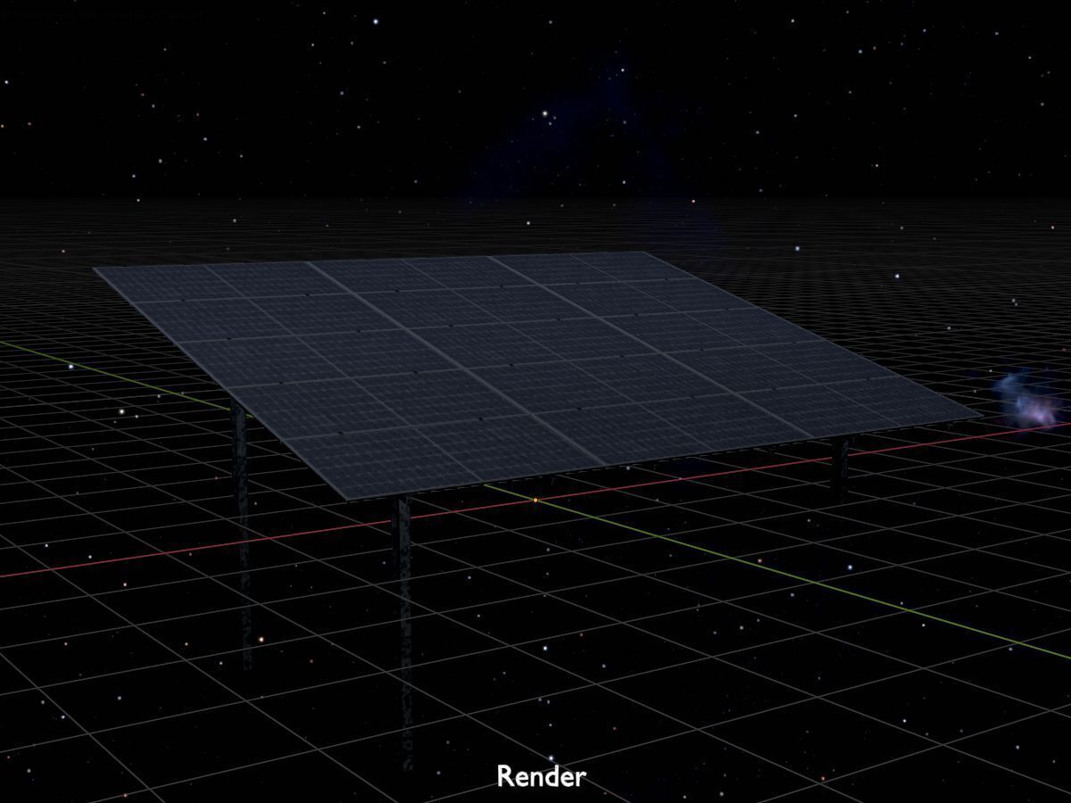 Solar module version 2 width 7260mm tilt angle 15 degrees Low-poly 3D model_20