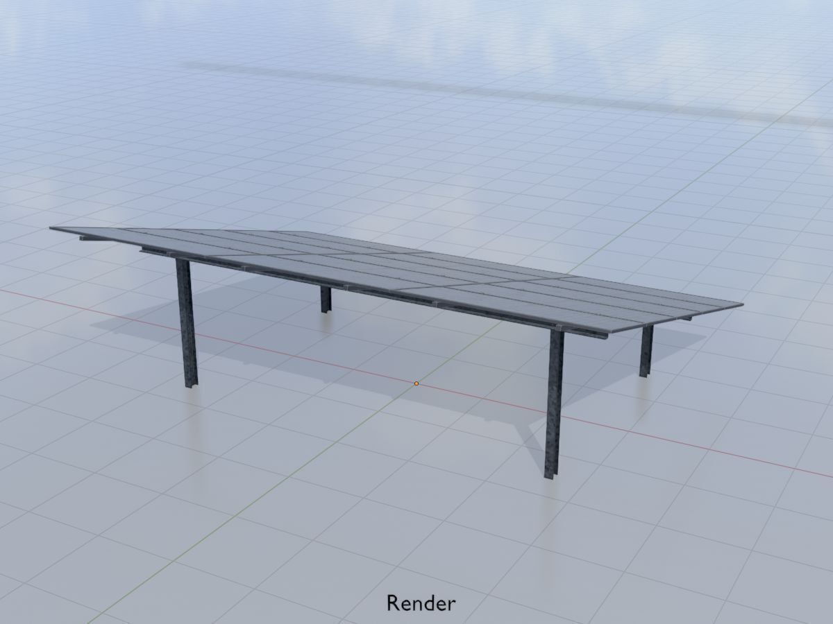 Solar module version 2 width 7260mm tilt angle 15 degrees Low-poly 3D model_15