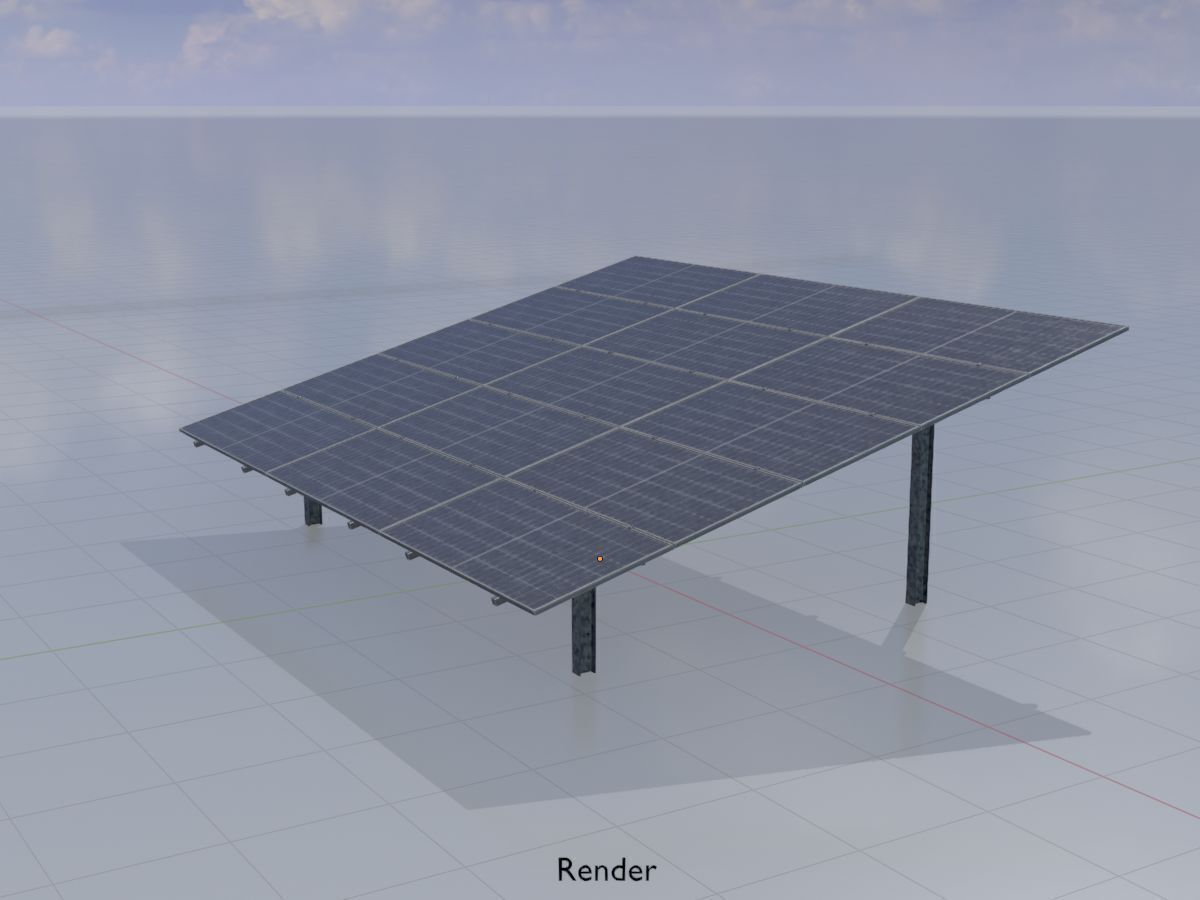 Solar module version 2 width 7260mm tilt angle 15 degrees Low-poly 3D model_13