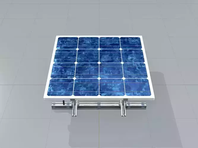 Solar module version 3 2x2m tilt angle 0 degrees with stand Low-poly 3D model