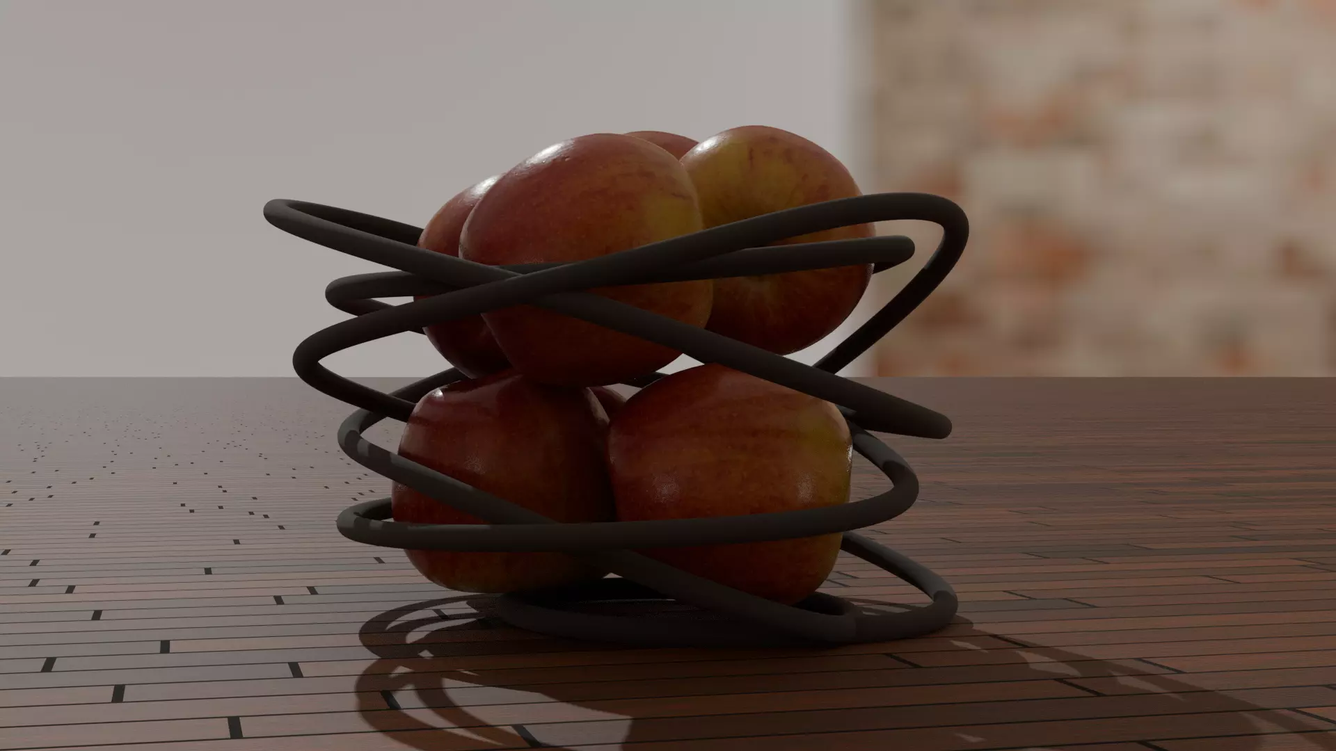Modern Apple Basket 3D Model High Quality Asset for CG Projects 3D model_0