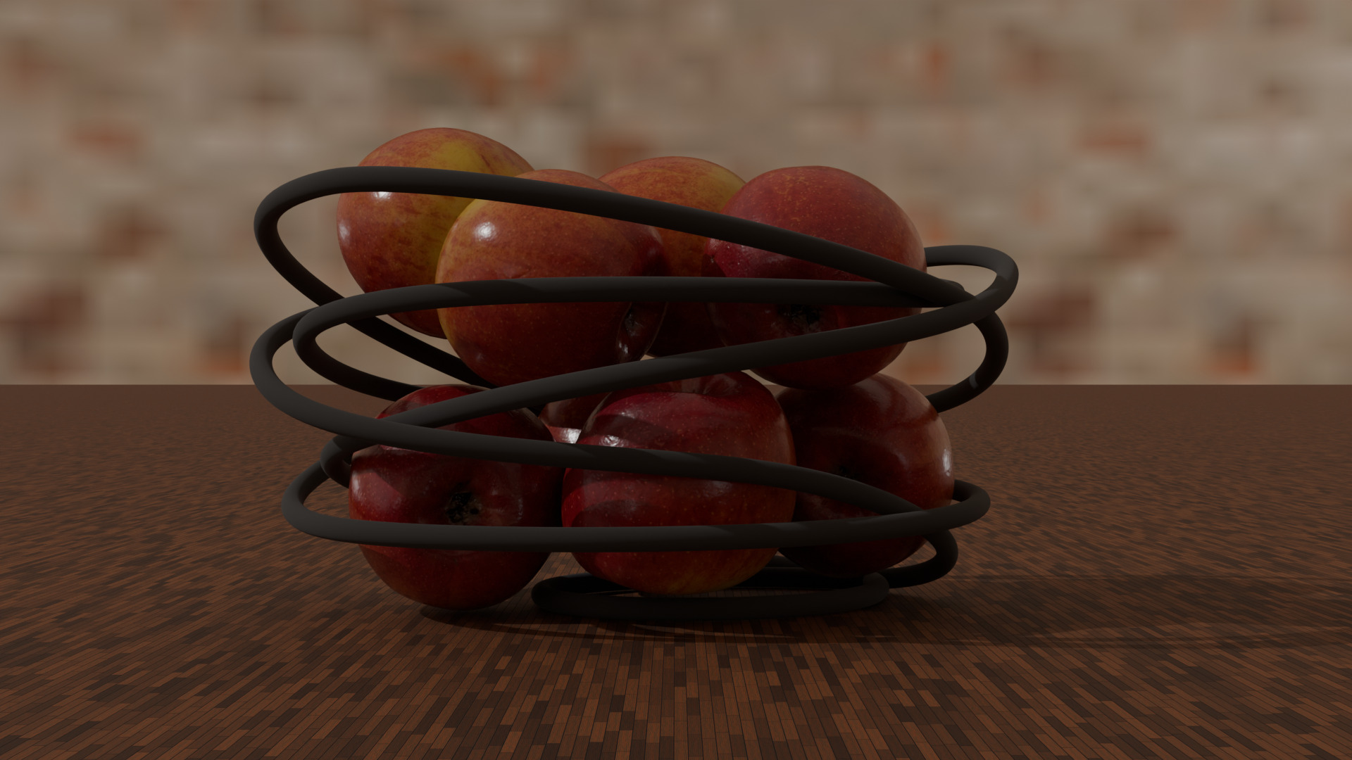 Modern Apple Basket 3D Model High Quality Asset for CG Projects 3D model_1