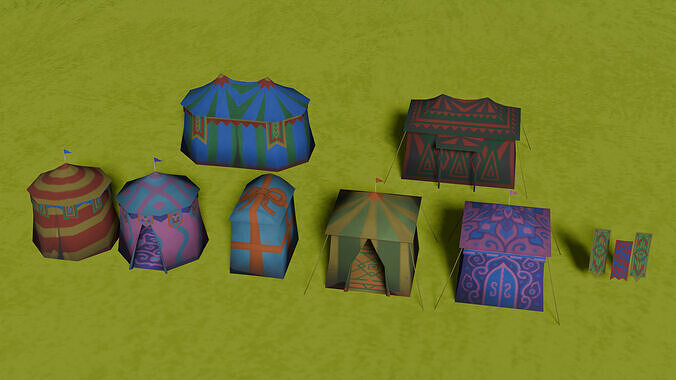 Festival Tent Low-poly 3D model