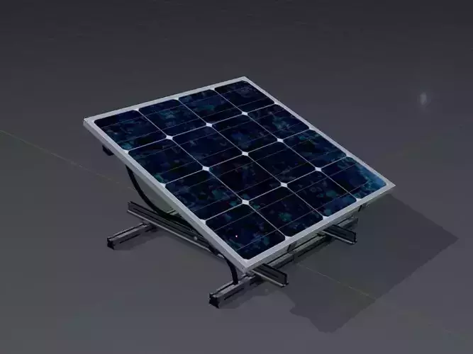 Solar module version 3 2x2m tilt angle 20 degrees with stand Low-poly 3D model