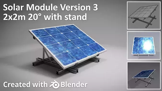 Solar module version 3 2x2m tilt angle 20 degrees with stand