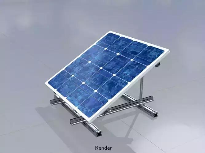 Solar module version 3 2x2m tilt angle 30 degrees with stand Low-poly 3D model